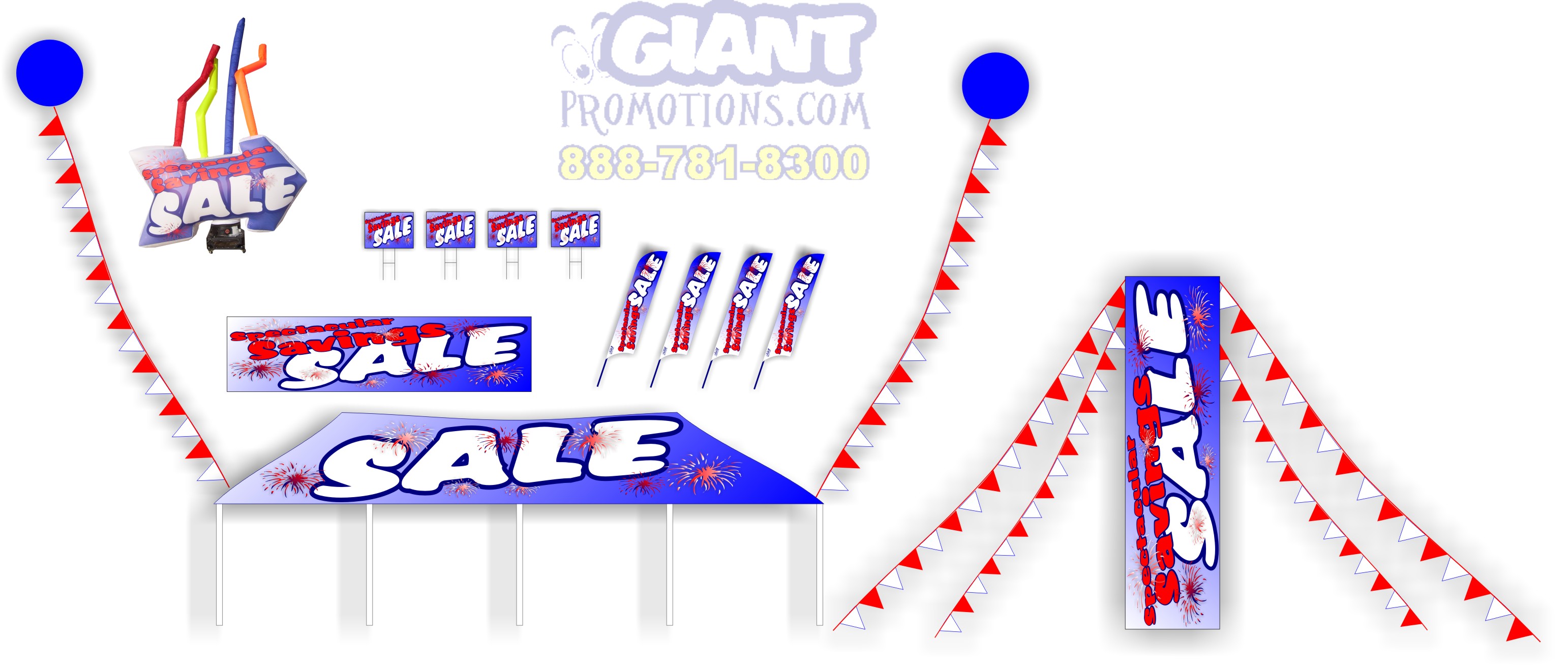 Blue and white savings package.