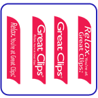 great clips 2 sided feather flags.