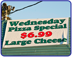Wednesday pizza speacial banner